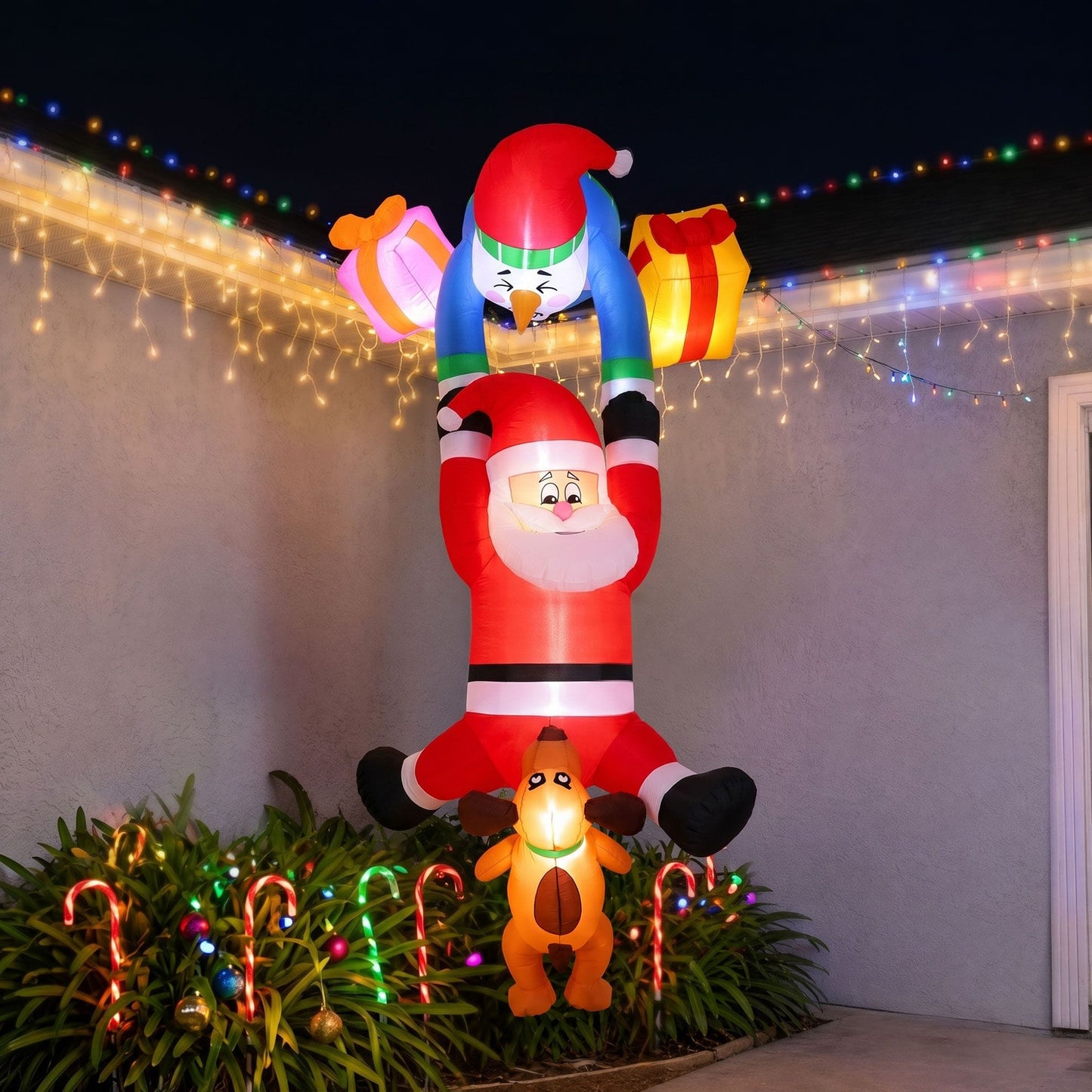 Jingle Jollys Occasions > Christmas > Outdoor Decorations & Lights Jingle Jollys Christmas Inflatable Climbing Santa 3.5M Height LED Decorations Illuminated