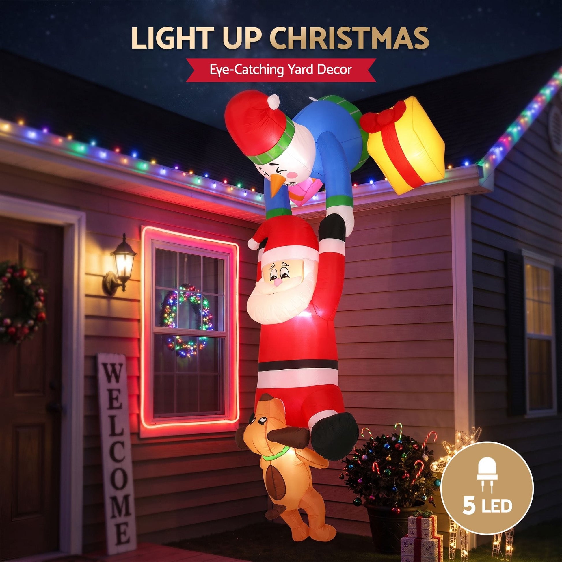 Jingle Jollys Occasions > Christmas > Outdoor Decorations & Lights Jingle Jollys Christmas Inflatable Climbing Santa 3.5M Height LED Decorations Illuminated