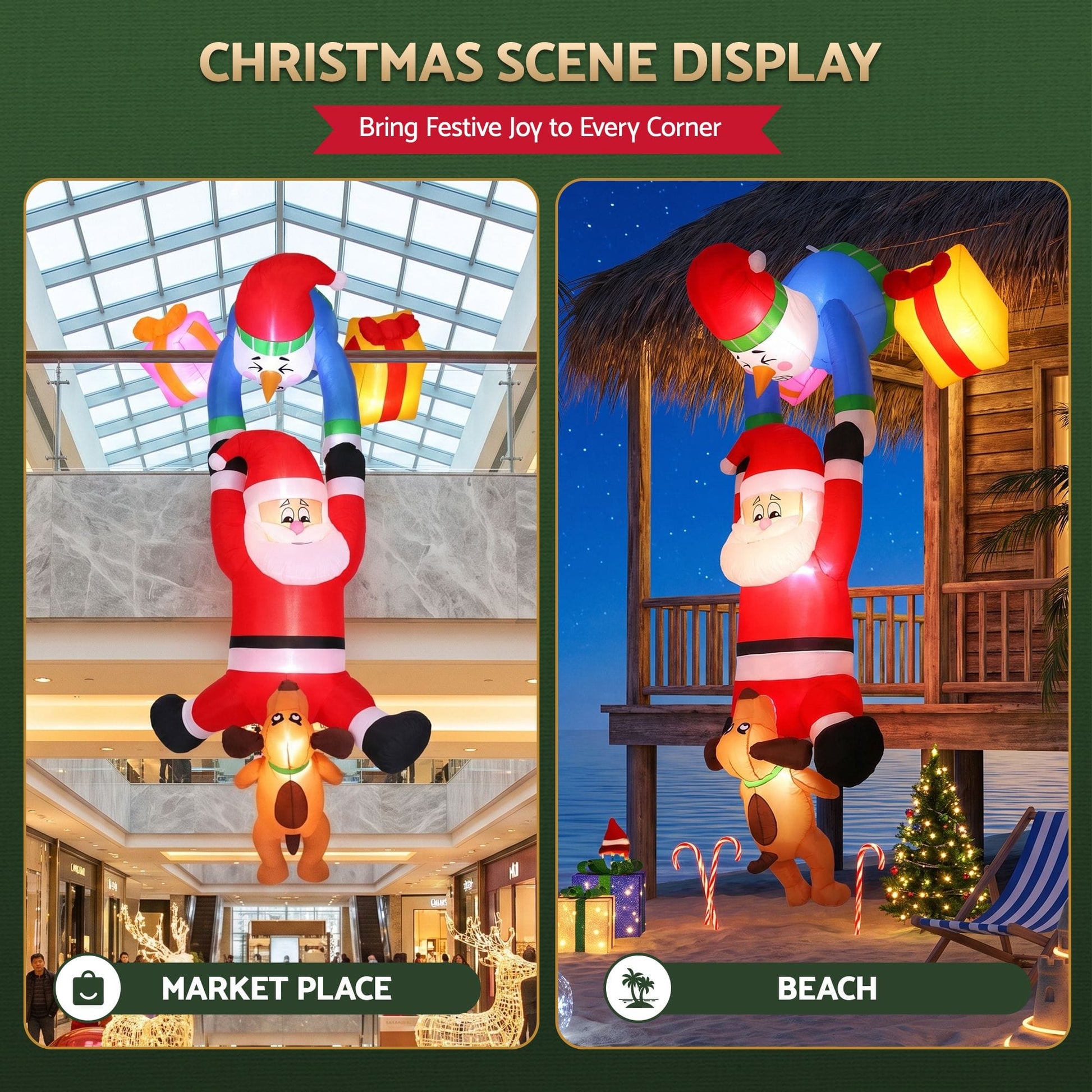 Jingle Jollys Occasions > Christmas > Outdoor Decorations & Lights Jingle Jollys Christmas Inflatable Climbing Santa 3.5M Height LED Decorations Illuminated