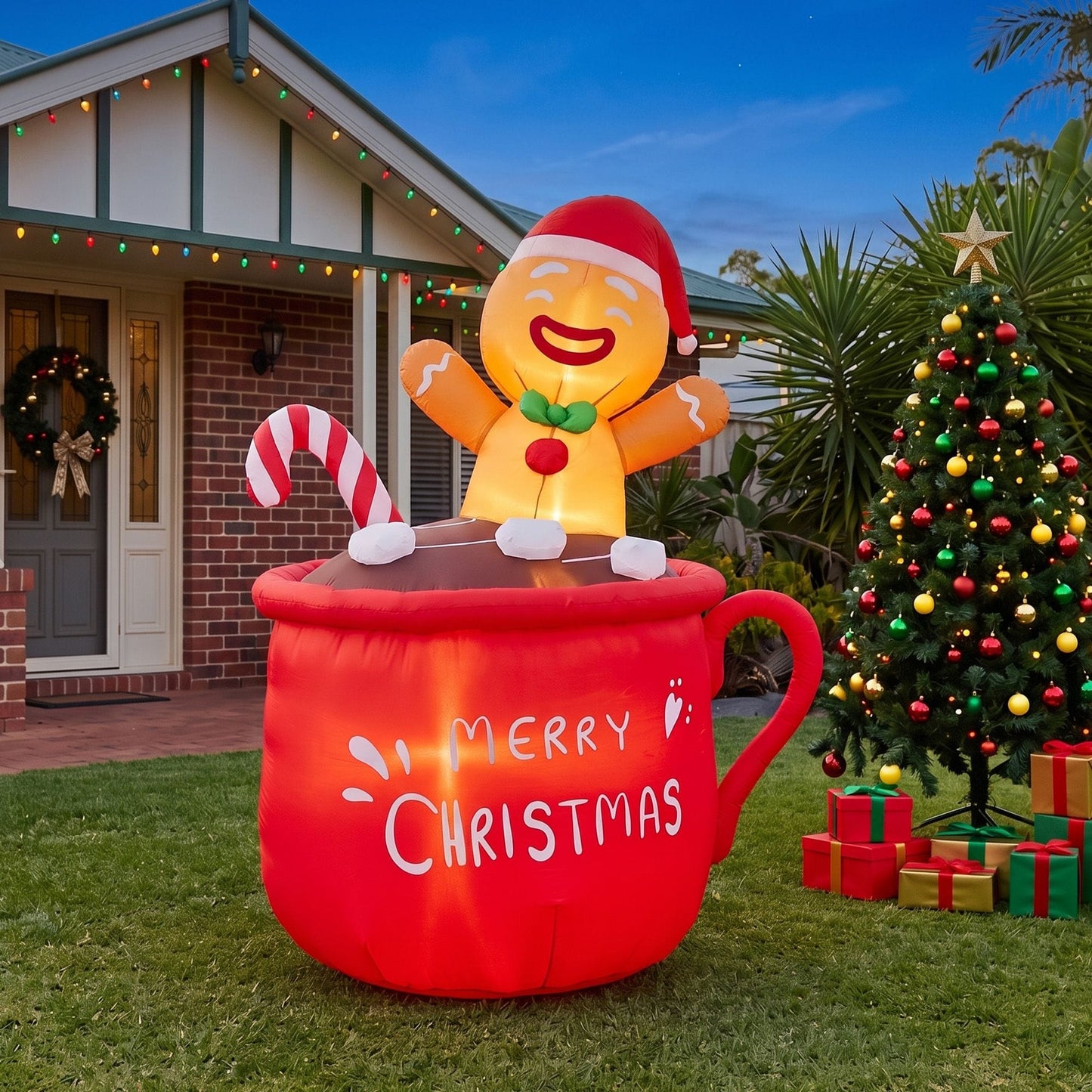 Jingle Jollys Occasions > Christmas > Outdoor Decorations & Lights Jingle Jollys Christmas Inflatable Cup 1.8M Height LED Outdoor Decorations Illuminated
