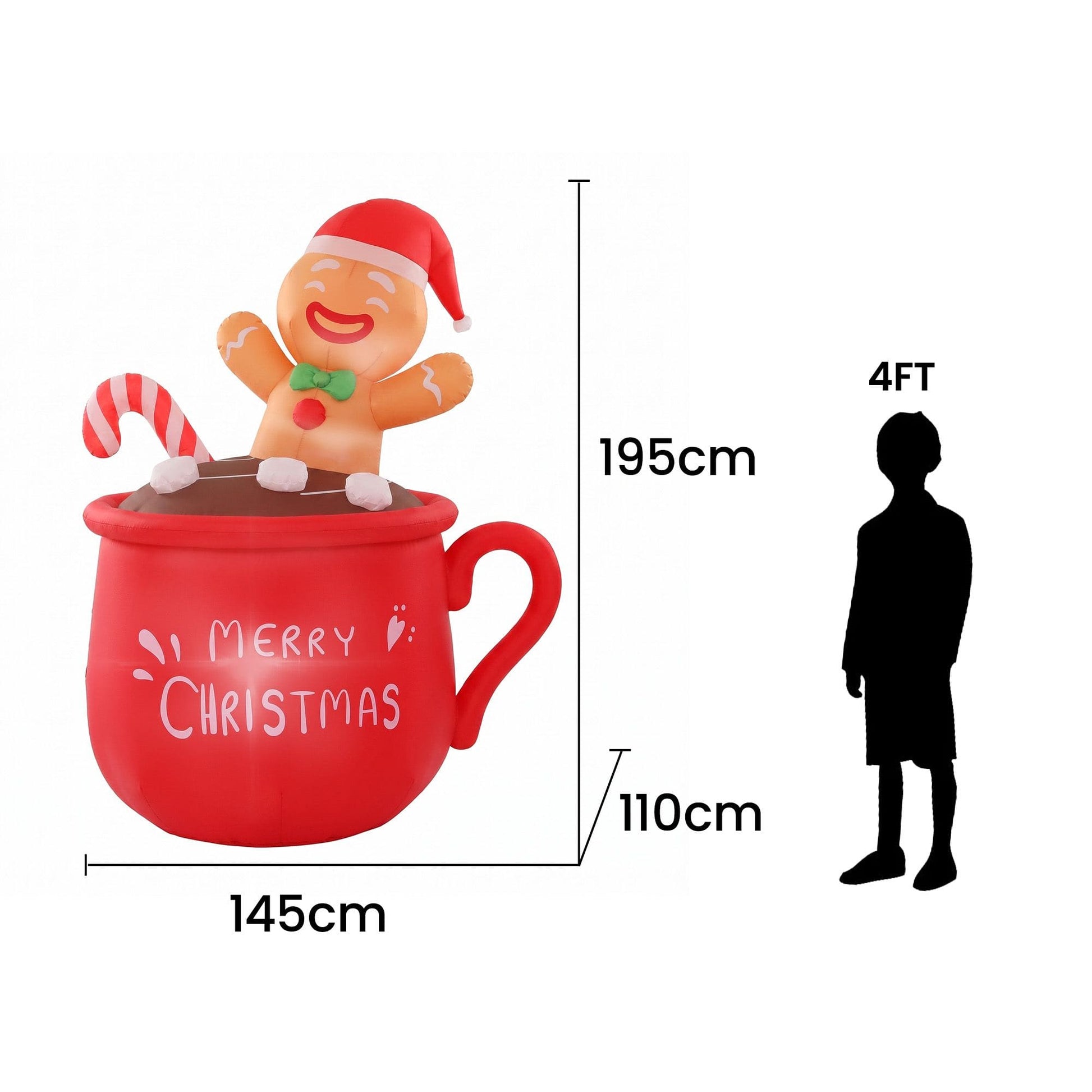 Jingle Jollys Occasions > Christmas > Outdoor Decorations & Lights Jingle Jollys Christmas Inflatable Cup 1.8M Height LED Outdoor Decorations Illuminated
