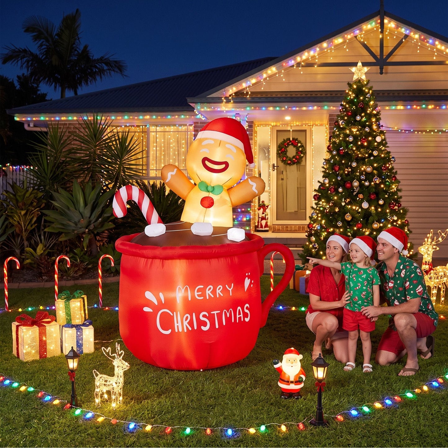 Jingle Jollys Occasions > Christmas > Outdoor Decorations & Lights Jingle Jollys Christmas Inflatable Cup 1.8M Height LED Outdoor Decorations Illuminated