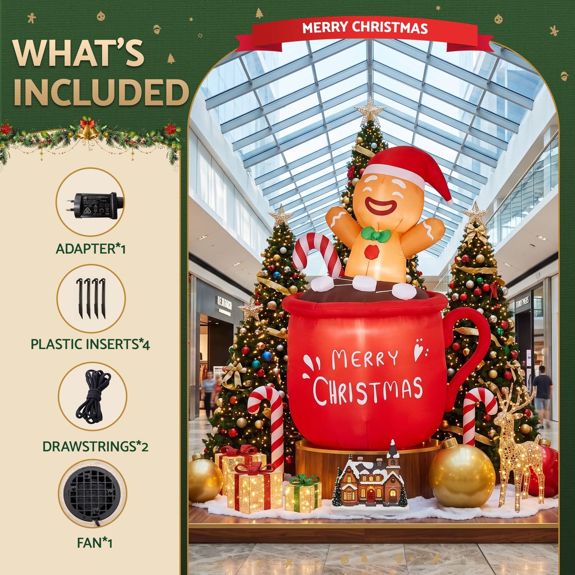 Jingle Jollys Occasions > Christmas > Outdoor Decorations & Lights Jingle Jollys Christmas Inflatable Cup 1.8M Height LED Outdoor Decorations Illuminated
