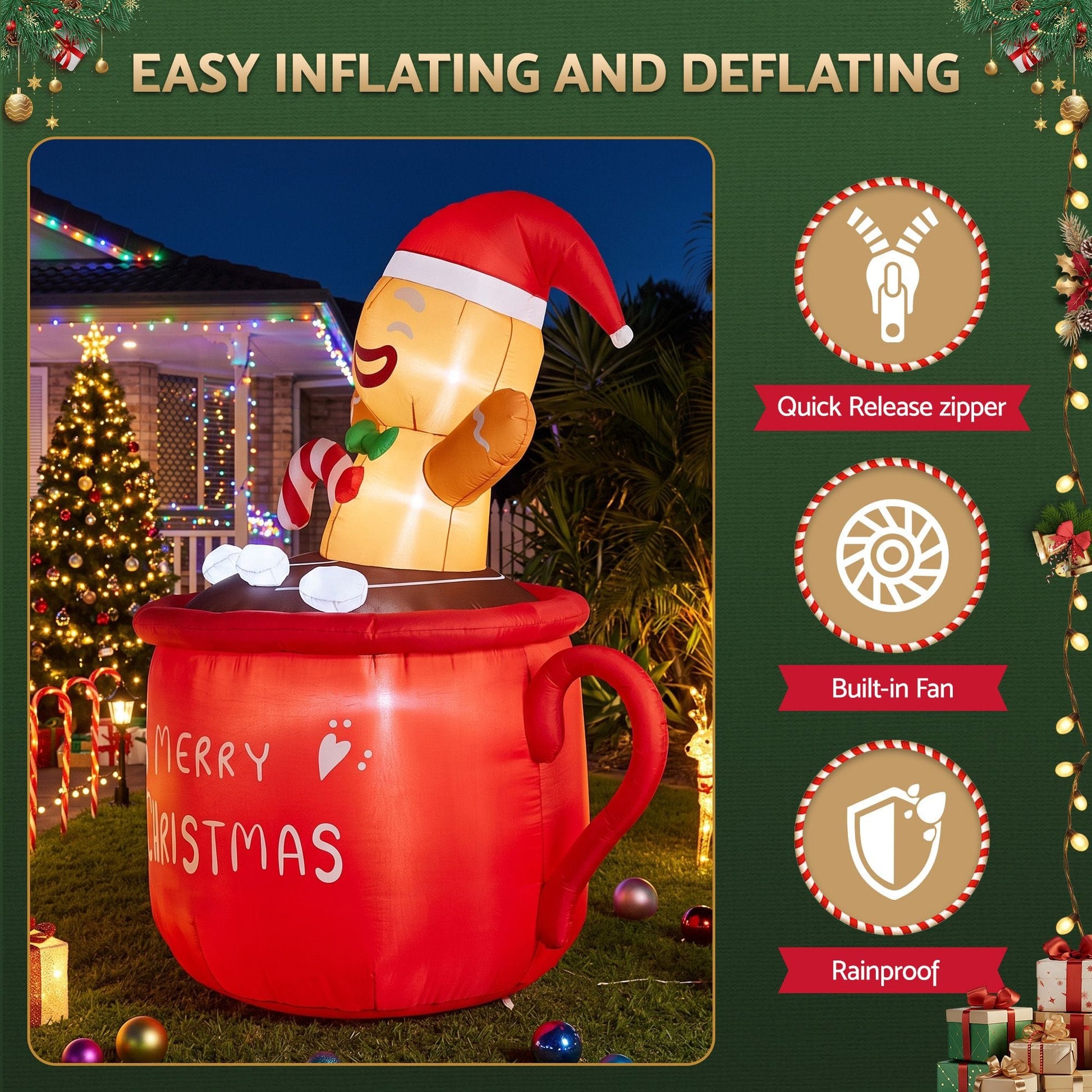 Jingle Jollys Occasions > Christmas > Outdoor Decorations & Lights Jingle Jollys Christmas Inflatable Cup 1.8M Height LED Outdoor Decorations Illuminated