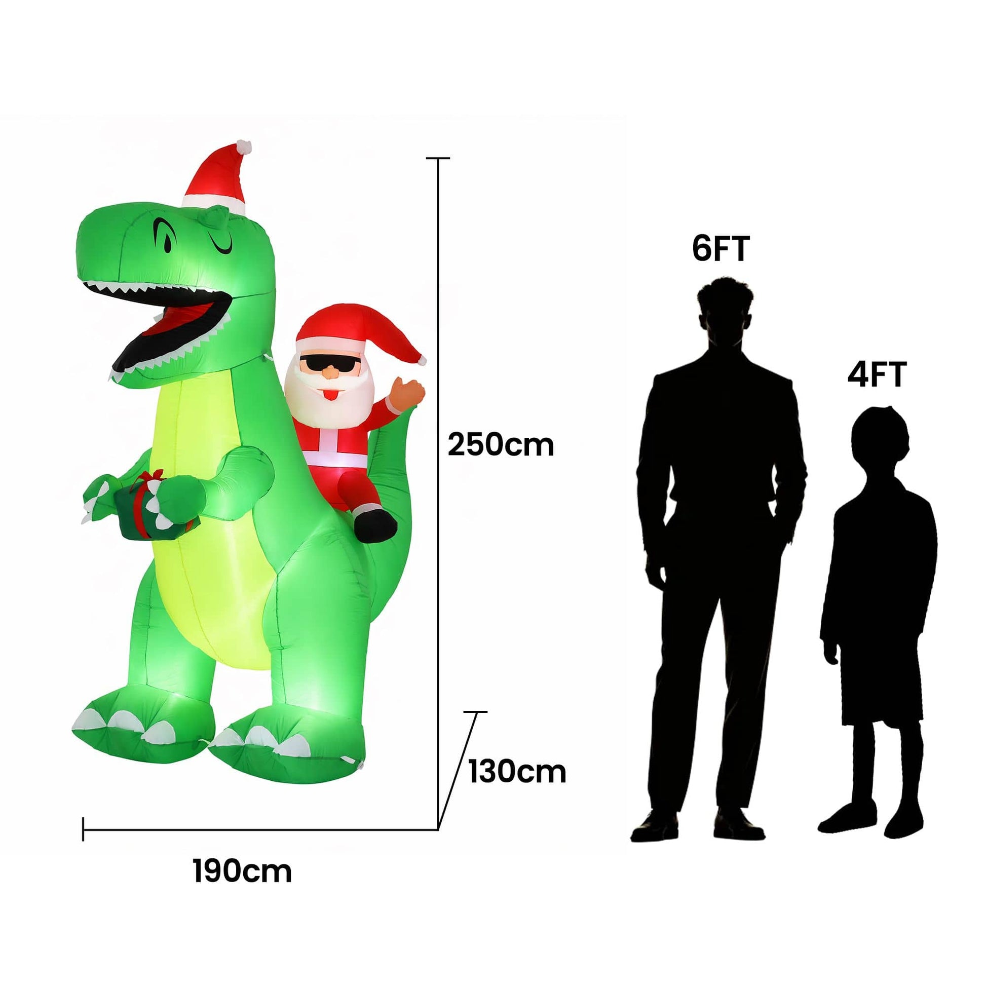 Jingle Jollys Occasions > Christmas > Outdoor Decorations & Lights Jingle Jollys Christmas Inflatable Dinosaur 2.5M Illuminated Decorations