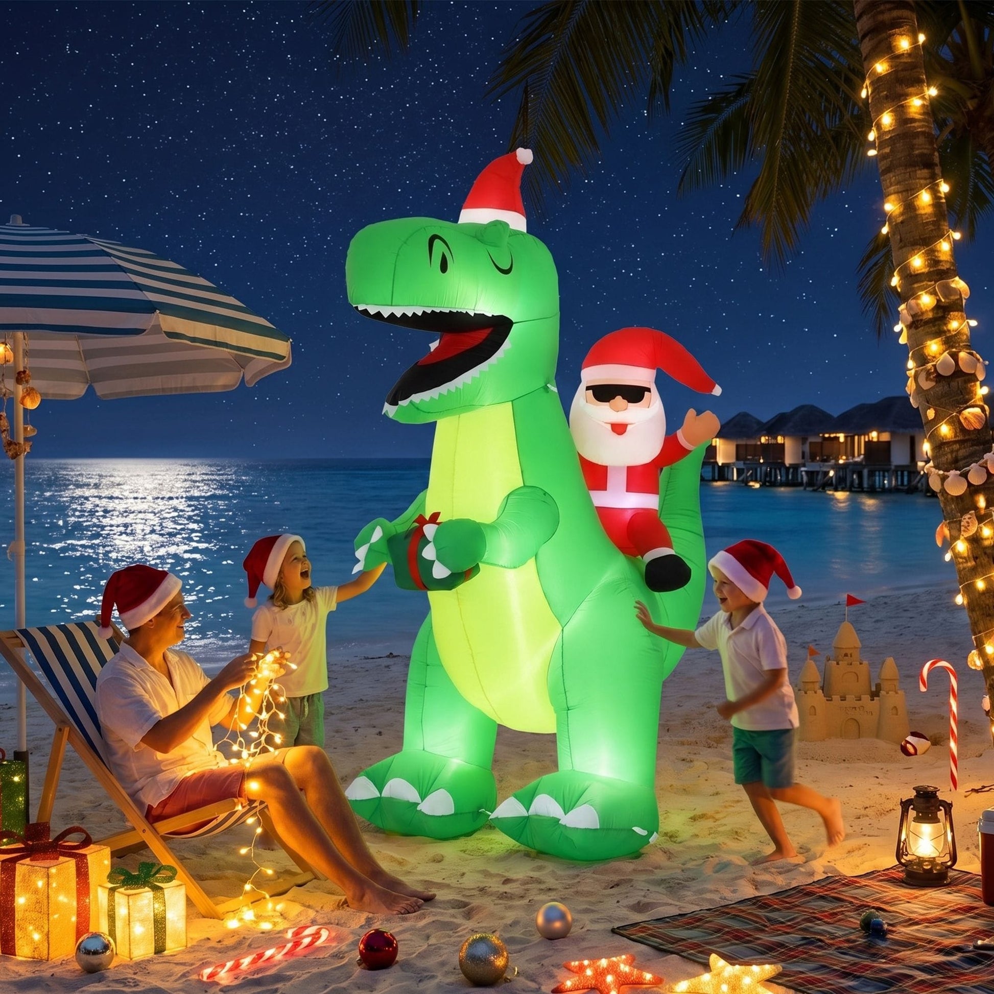Jingle Jollys Occasions > Christmas > Outdoor Decorations & Lights Jingle Jollys Christmas Inflatable Dinosaur 2.5M Illuminated Decorations