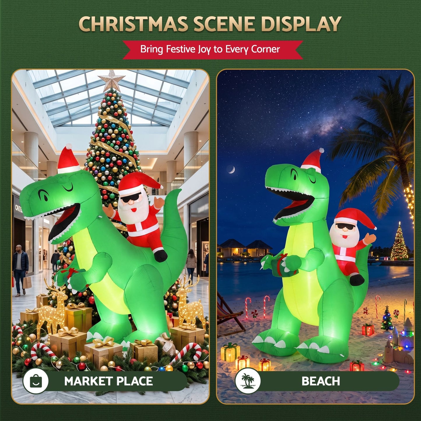 Jingle Jollys Occasions > Christmas > Outdoor Decorations & Lights Jingle Jollys Christmas Inflatable Dinosaur 2.5M Illuminated Decorations