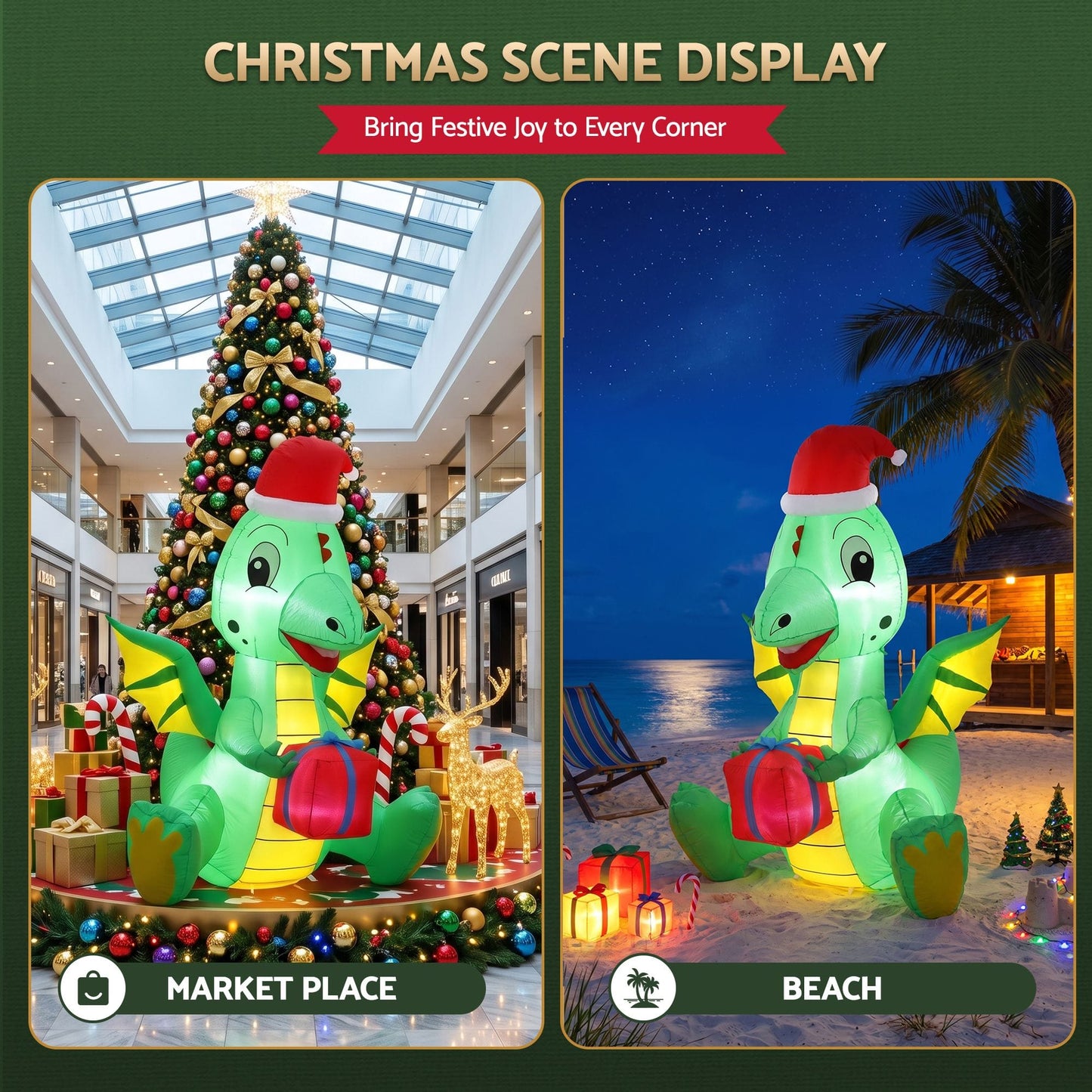 Jingle Jollys Occasions > Christmas > Outdoor Decorations & Lights Jingle Jollys Christmas Inflatable Dragon 1.8M Height LED Outdoor Decorations Illuminated
