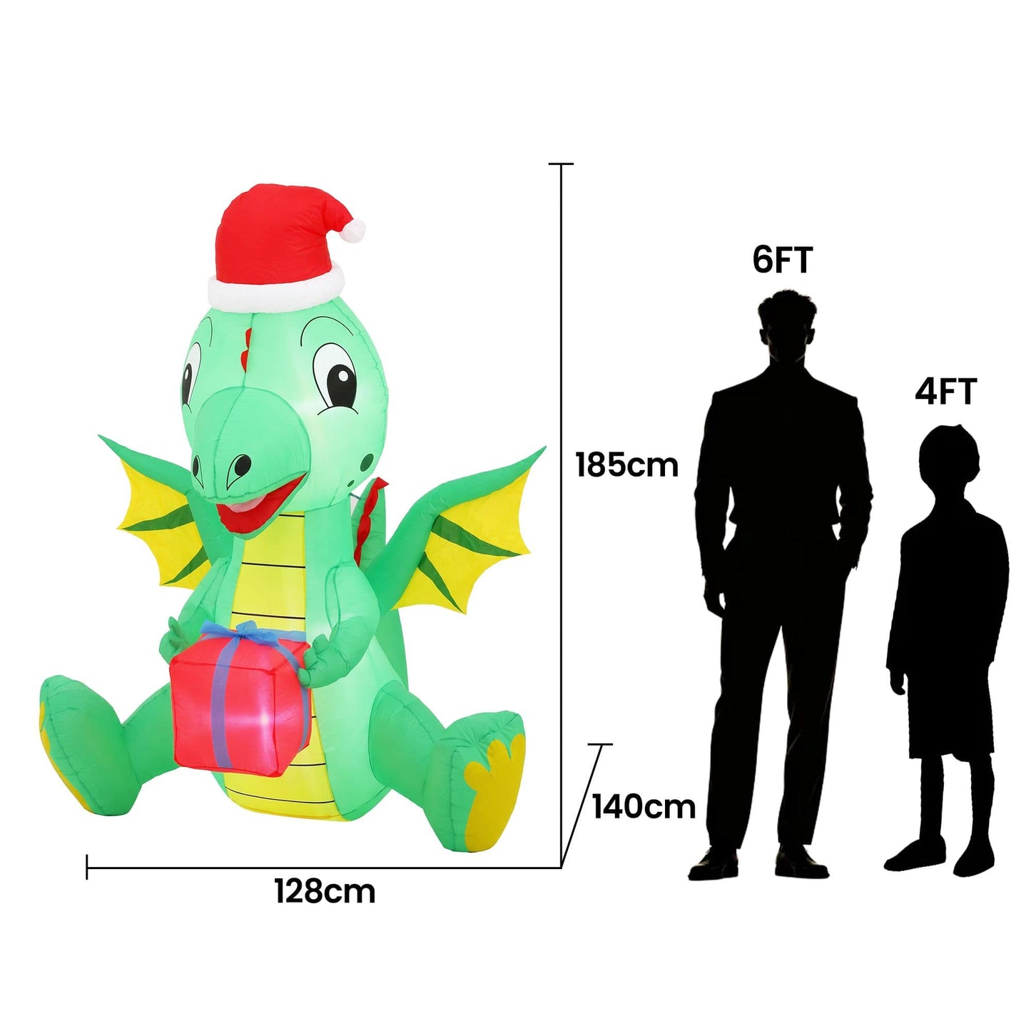 Jingle Jollys Occasions > Christmas > Outdoor Decorations & Lights Jingle Jollys Christmas Inflatable Dragon 1.8M Height LED Outdoor Decorations Illuminated