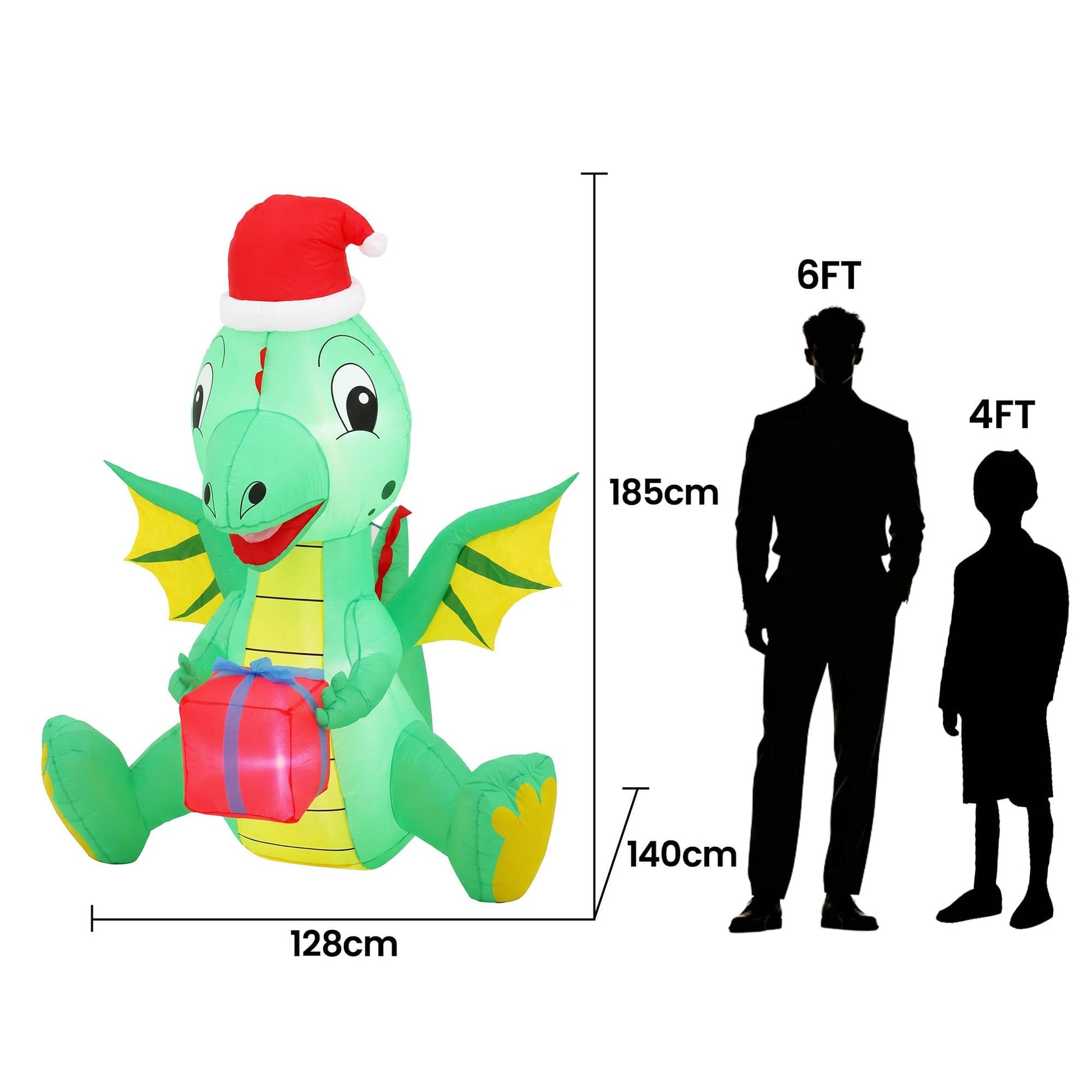 Jingle Jollys Occasions > Christmas > Outdoor Decorations & Lights Jingle Jollys Christmas Inflatable Dragon 1.8M Height LED Outdoor Decorations Illuminated
