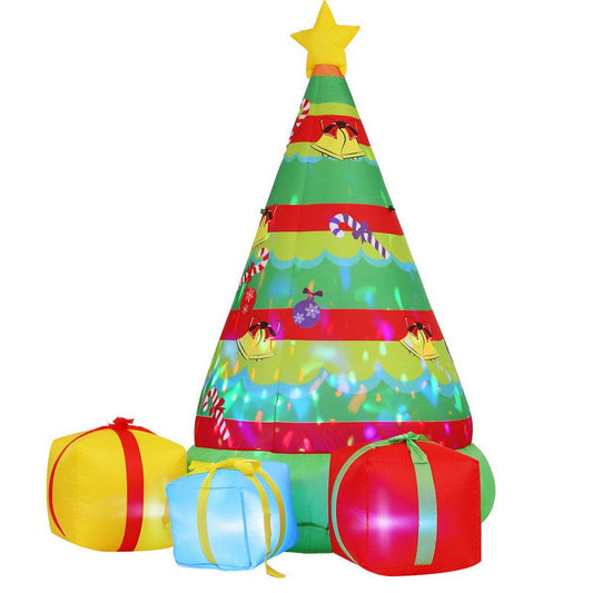 Jingle Jollys Occasions > Christmas > Outdoor Decorations & Lights Jingle Jollys Christmas Inflatable Gift Tree 2.2M Height Flashing Light Decorations Illuminated