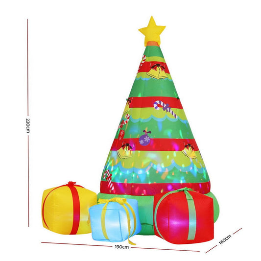 Jingle Jollys Occasions > Christmas > Outdoor Decorations & Lights Jingle Jollys Christmas Inflatable Gift Tree 2.2M Height Flashing Light Decorations Illuminated