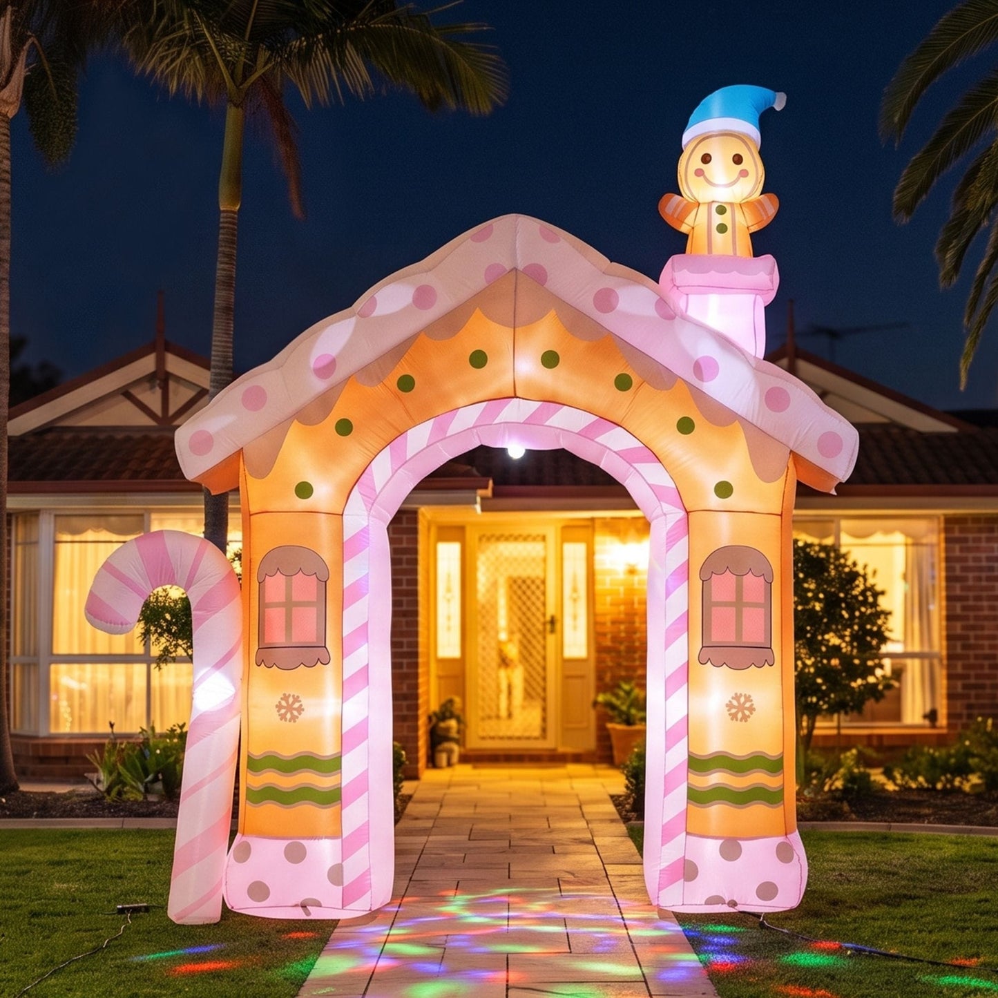 Jingle Jollys Occasions > Christmas > Outdoor Decorations & Lights Jingle Jollys Christmas Inflatable Gingerbread Man Candy 3.2M Illuminated Decorations