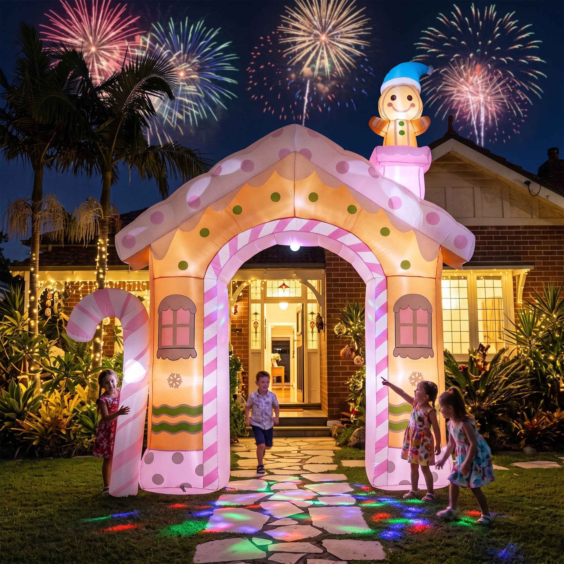 Jingle Jollys Occasions > Christmas > Outdoor Decorations & Lights Jingle Jollys Christmas Inflatable Gingerbread Man Candy 3.2M Illuminated Decorations