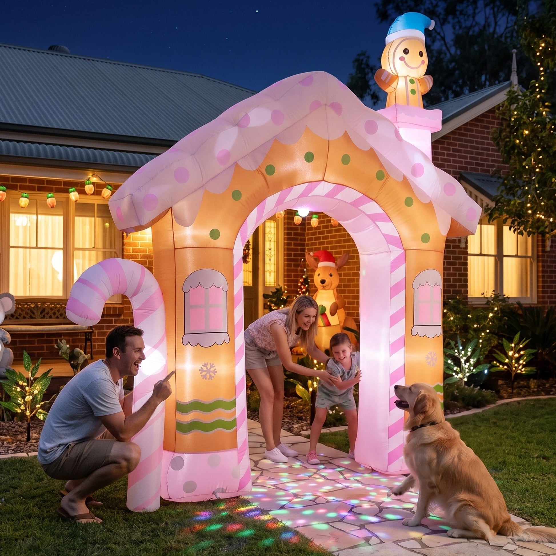 Jingle Jollys Occasions > Christmas > Outdoor Decorations & Lights Jingle Jollys Christmas Inflatable Gingerbread Man Candy 3.2M Illuminated Decorations