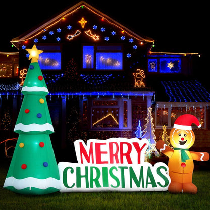 Jingle Jollys Occasions > Christmas > Outdoor Decorations & Lights Jingle Jollys Christmas Inflatable Gingerbread Man Tree LED Illuminated Decorations