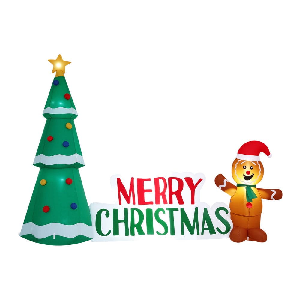 Jingle Jollys Occasions > Christmas > Outdoor Decorations & Lights Jingle Jollys Christmas Inflatable Gingerbread Man Tree LED Illuminated Decorations