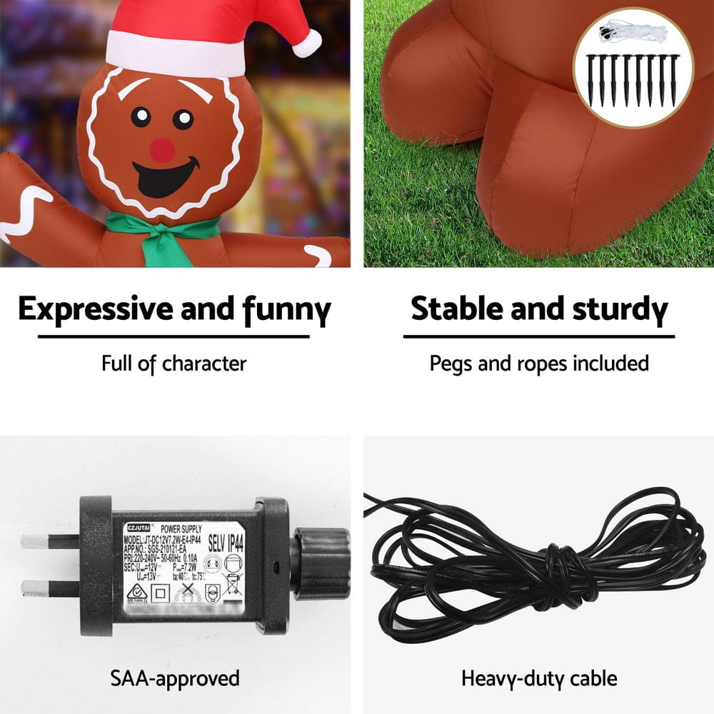 Jingle Jollys Occasions > Christmas > Outdoor Decorations & Lights Jingle Jollys Christmas Inflatable Gingerbread Man Tree LED Illuminated Decorations