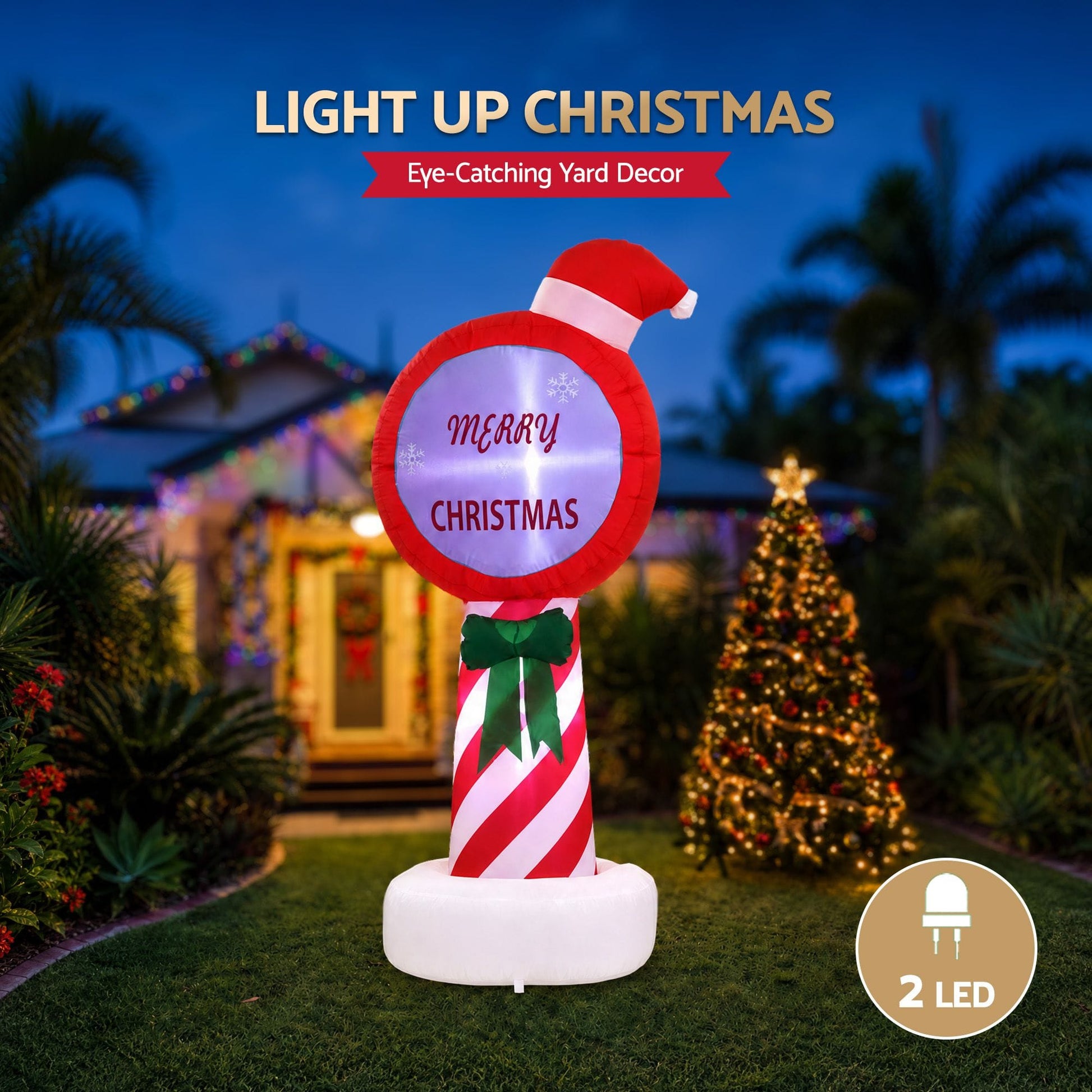 Jingle Jollys Occasions > Christmas > Outdoor Decorations & Lights Jingle Jollys Christmas Inflatable Pole 1.8M Height LED Outdoor Decorations Illuminated