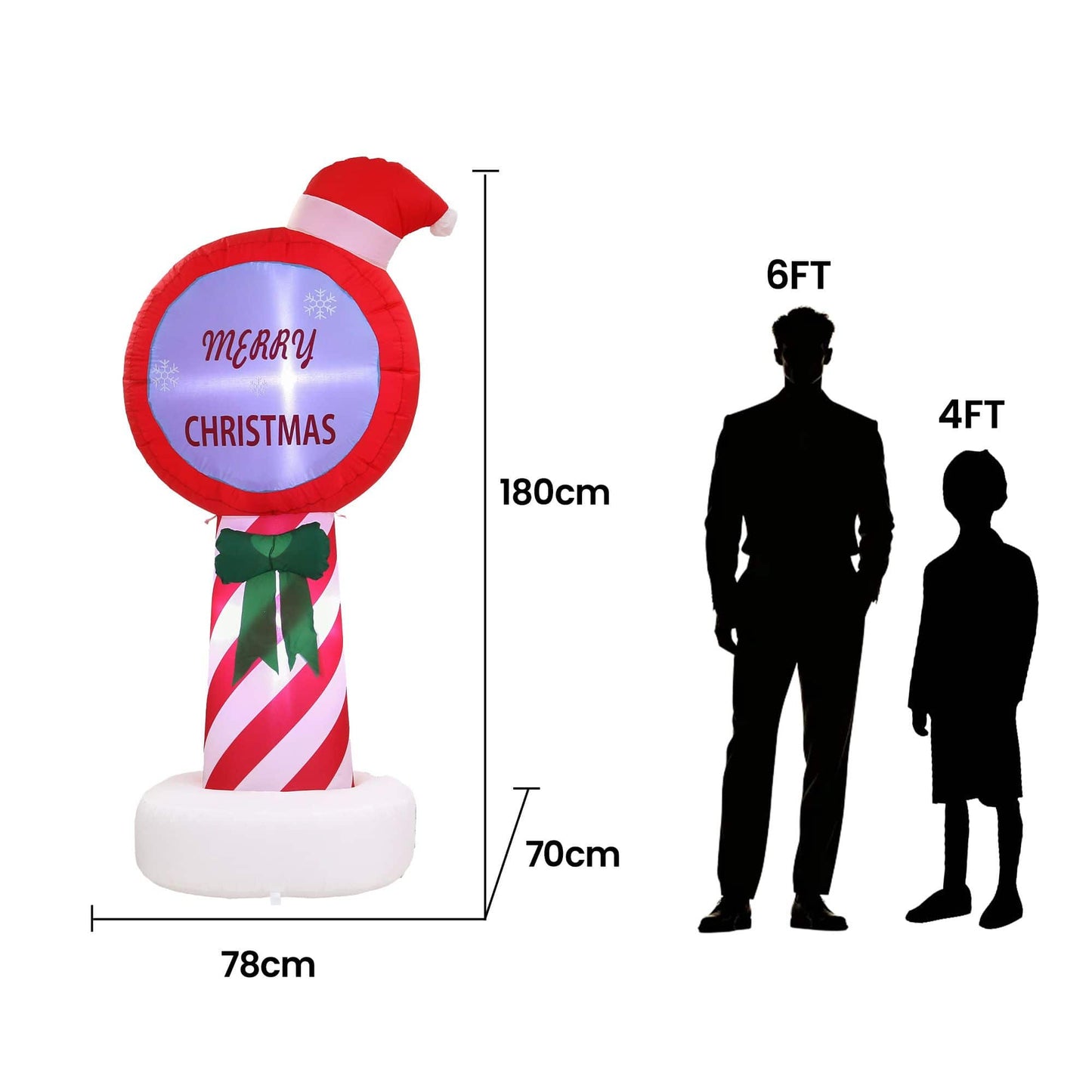 Jingle Jollys Occasions > Christmas > Outdoor Decorations & Lights Jingle Jollys Christmas Inflatable Pole 1.8M Height LED Outdoor Decorations Illuminated