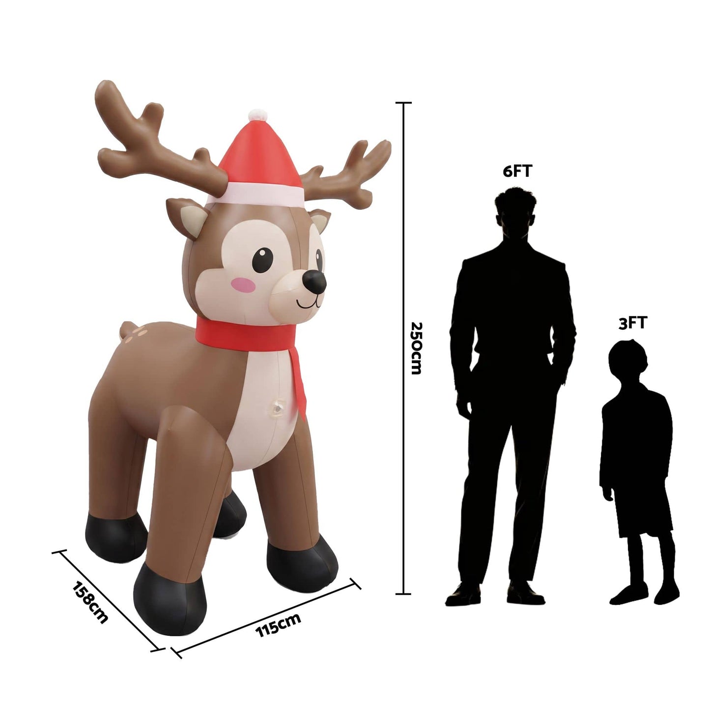 Jingle Jollys Occasions > Christmas > Outdoor Decorations & Lights Jingle Jollys Christmas Inflatable Reindeer 2.5M Illuminated Decorations