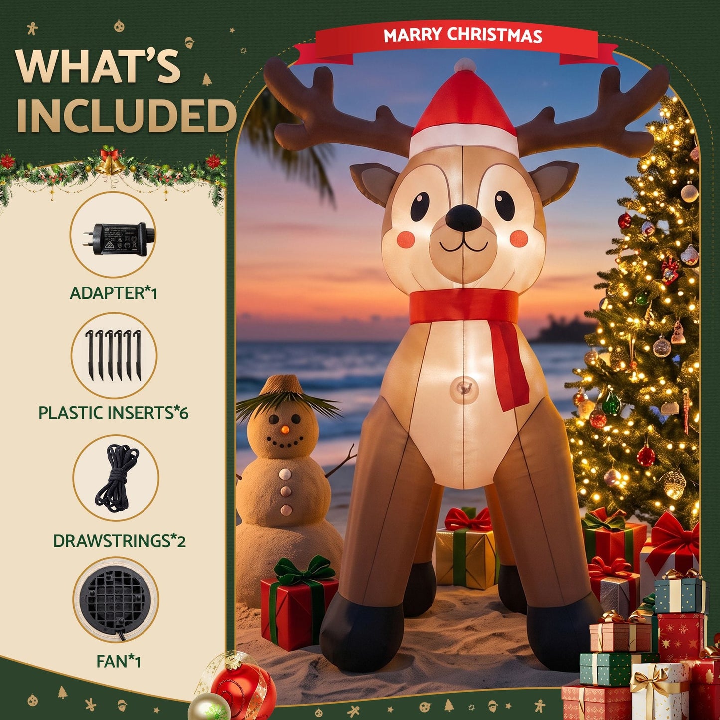 Jingle Jollys Occasions > Christmas > Outdoor Decorations & Lights Jingle Jollys Christmas Inflatable Reindeer 2.5M Illuminated Decorations