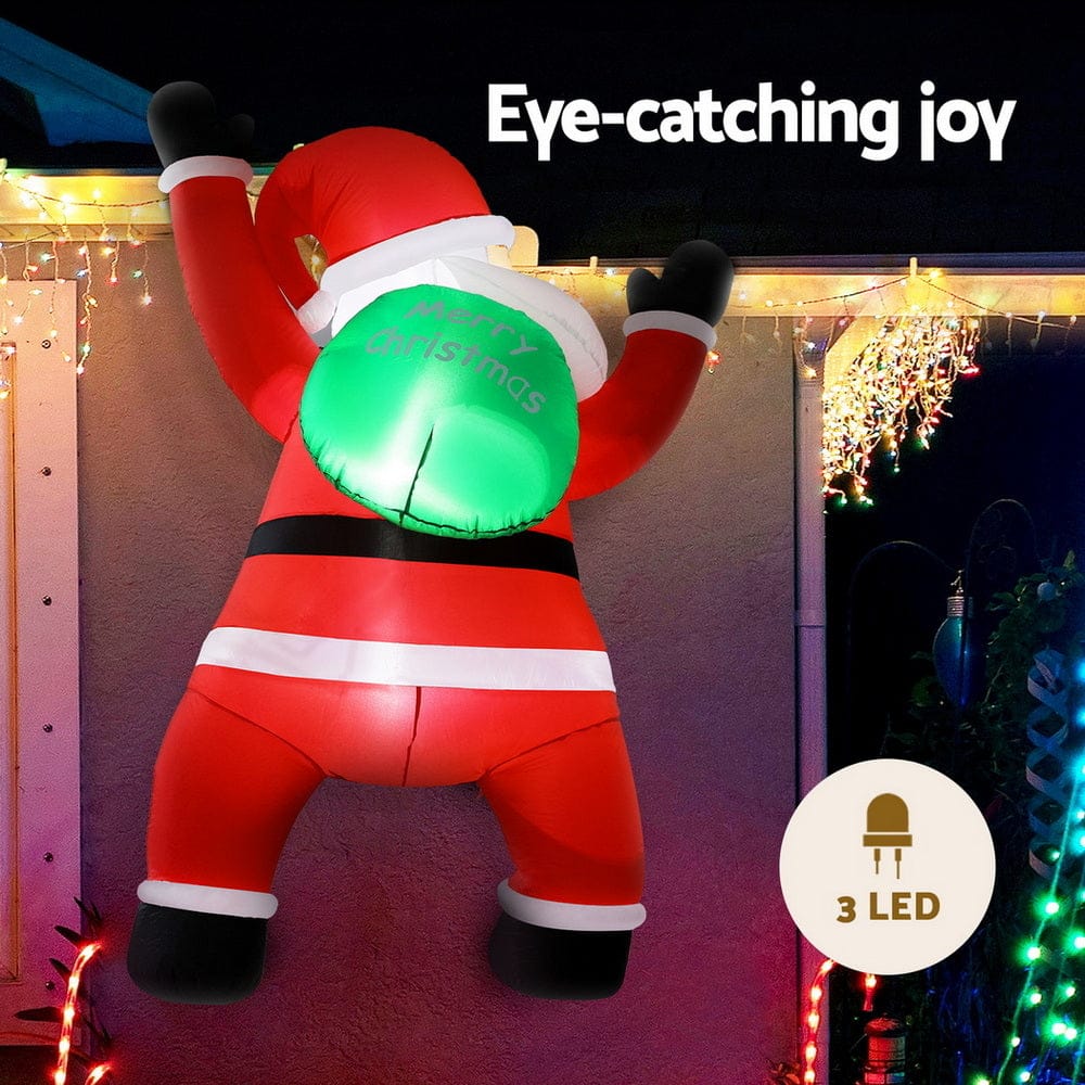 Jingle Jollys Occasions > Christmas > Outdoor Decorations & Lights Jingle Jollys Christmas Inflatable Santa Climbing LED Illuminated Decorations 1.9M