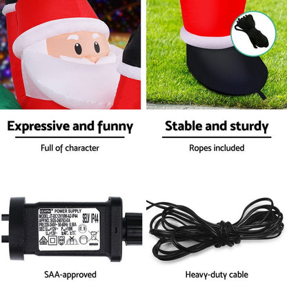 Jingle Jollys Occasions > Christmas > Outdoor Decorations & Lights Jingle Jollys Christmas Inflatable Santa Climbing LED Illuminated Decorations 1.9M