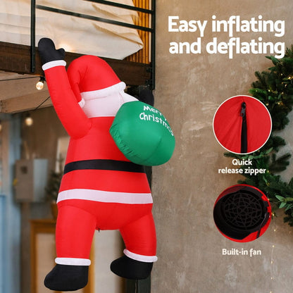 Jingle Jollys Occasions > Christmas > Outdoor Decorations & Lights Jingle Jollys Christmas Inflatable Santa Climbing LED Illuminated Decorations 1.9M
