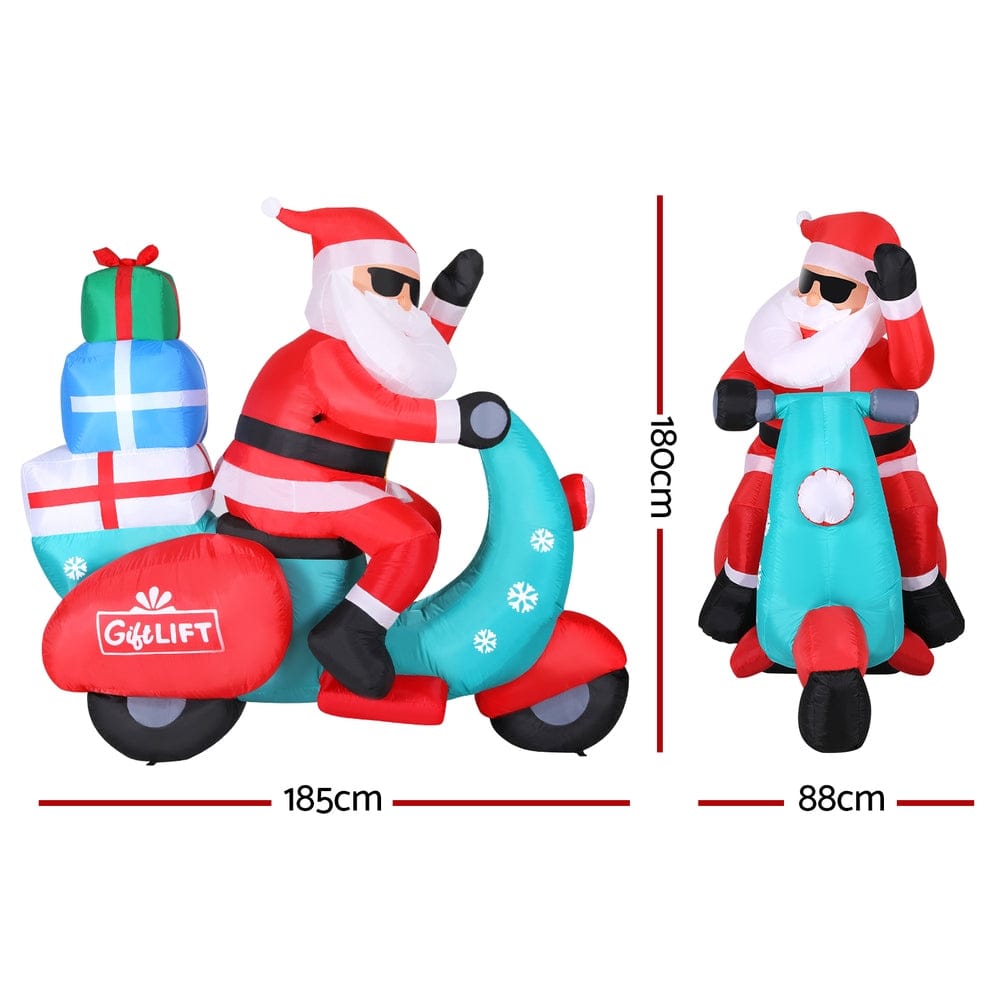 Jingle Jollys Occasions > Christmas > Outdoor Decorations & Lights Jingle Jollys Christmas Inflatable Santa Motorbike LED Illuminated Decorations