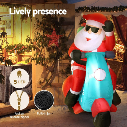 Jingle Jollys Occasions > Christmas > Outdoor Decorations & Lights Jingle Jollys Christmas Inflatable Santa Motorbike LED Illuminated Decorations