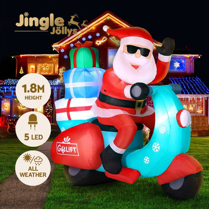 Jingle Jollys Occasions > Christmas > Outdoor Decorations & Lights Jingle Jollys Christmas Inflatable Santa Motorbike LED Illuminated Decorations