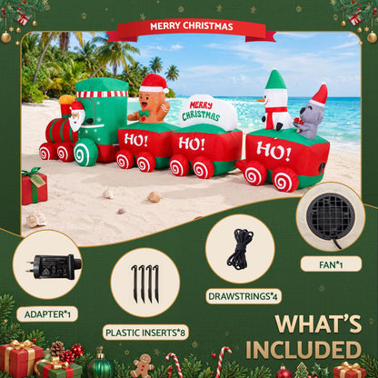 Jingle Jollys Occasions > Christmas > Outdoor Decorations & Lights Jingle Jollys Christmas Inflatable Santa Train 3.6M Length LED Decorations Illuminated