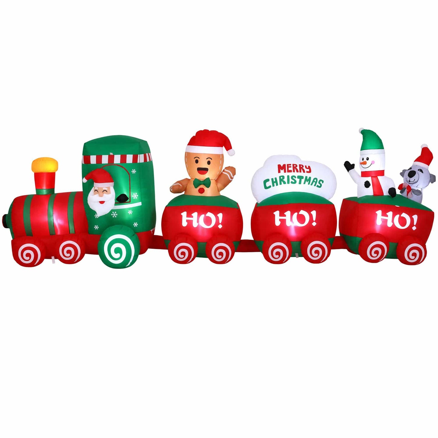 Jingle Jollys Occasions > Christmas > Outdoor Decorations & Lights Jingle Jollys Christmas Inflatable Santa Train 3.6M Length LED Decorations Illuminated