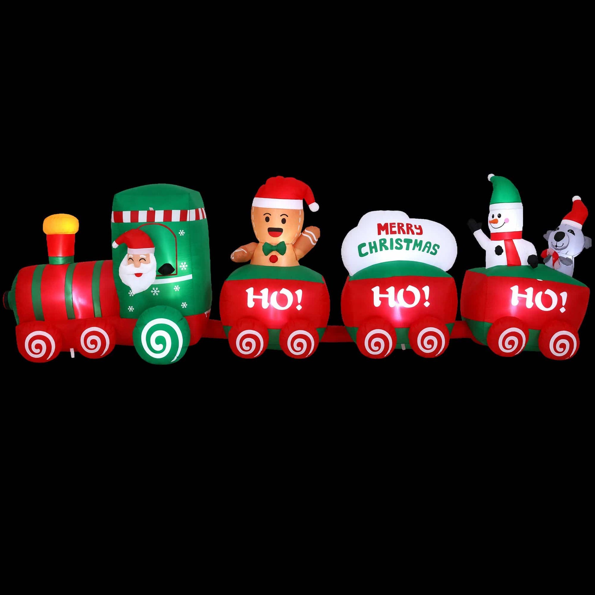 Jingle Jollys Occasions > Christmas > Outdoor Decorations & Lights Jingle Jollys Christmas Inflatable Santa Train 3.6M Length LED Decorations Illuminated