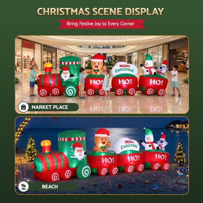 Jingle Jollys Occasions > Christmas > Outdoor Decorations & Lights Jingle Jollys Christmas Inflatable Santa Train 3.6M Length LED Decorations Illuminated