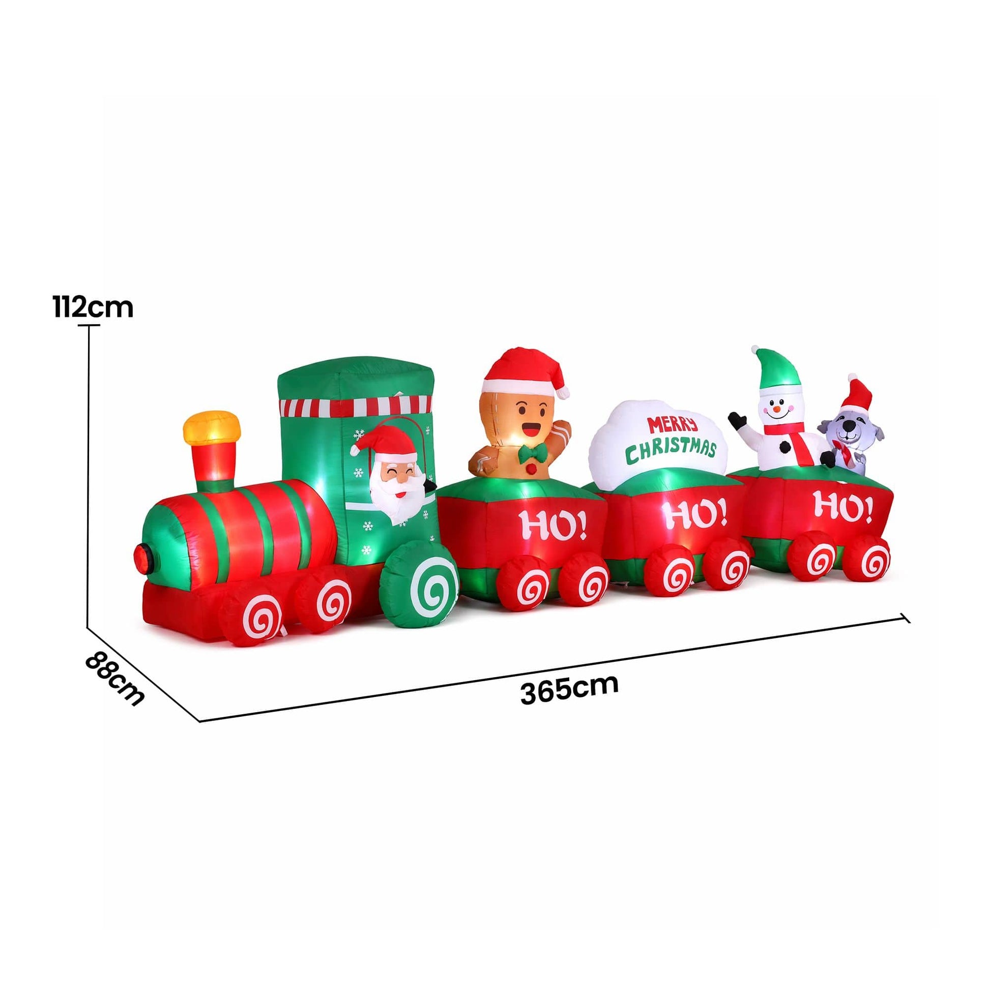 Jingle Jollys Occasions > Christmas > Outdoor Decorations & Lights Jingle Jollys Christmas Inflatable Santa Train 3.6M Length LED Decorations Illuminated