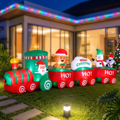 Jingle Jollys Occasions > Christmas > Outdoor Decorations & Lights Jingle Jollys Christmas Inflatable Santa Train 3.6M Length LED Decorations Illuminated