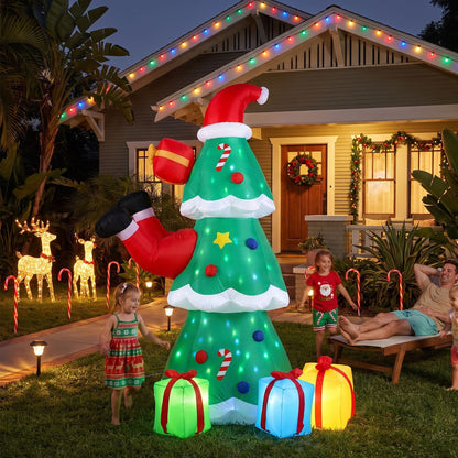 Jingle Jollys Occasions > Christmas > Outdoor Decorations & Lights Jingle Jollys Christmas Inflatable Santa Tree 2.5M Height Flashing Light Decorations Illuminated