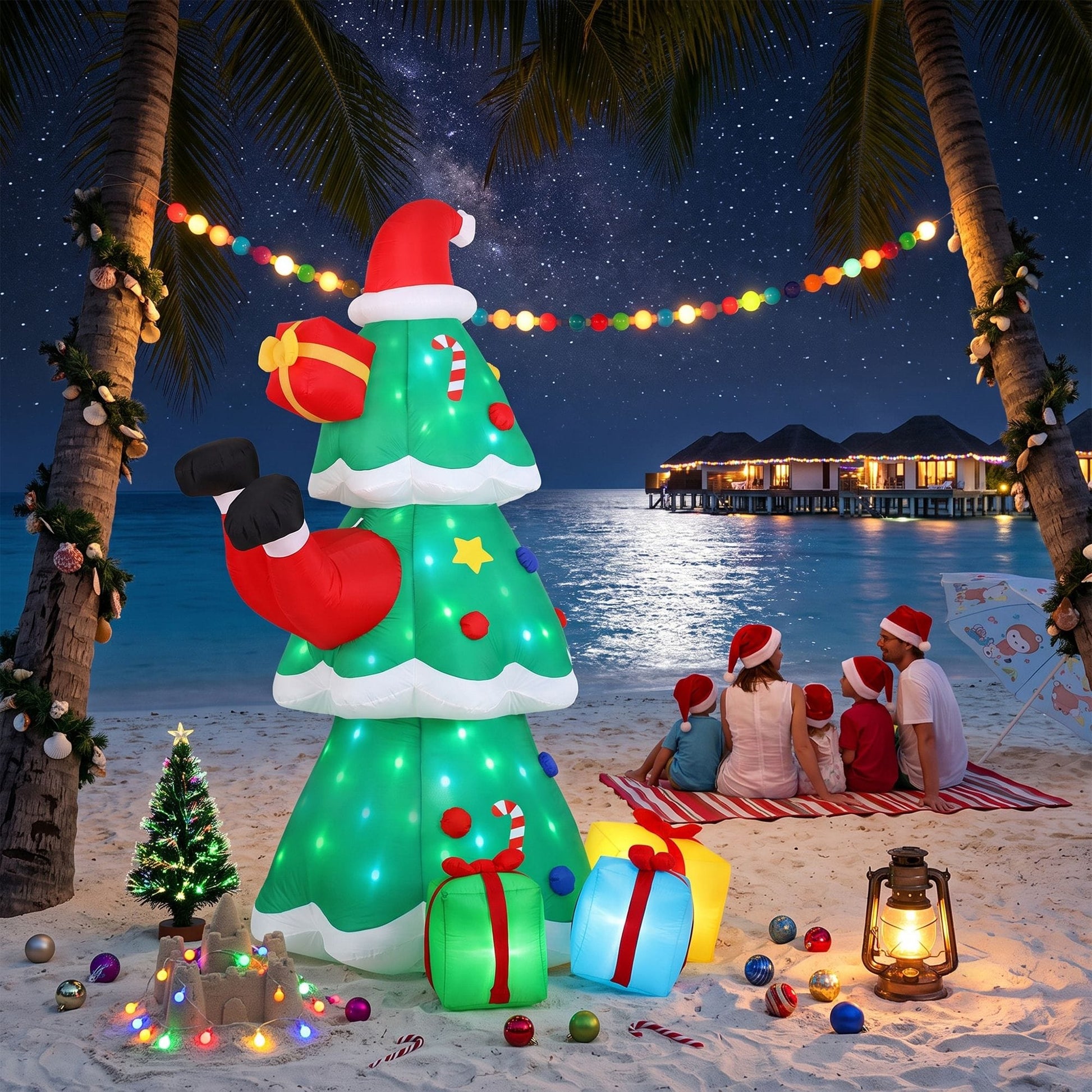 Jingle Jollys Occasions > Christmas > Outdoor Decorations & Lights Jingle Jollys Christmas Inflatable Santa Tree 2.5M Height Flashing Light Decorations Illuminated