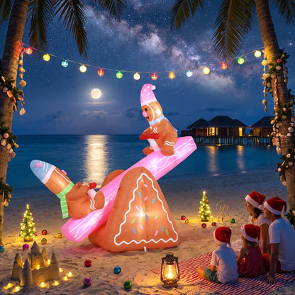 Jingle Jollys Occasions > Christmas > Outdoor Decorations & Lights Jingle Jollys Christmas Inflatable Seesaw 1.8M Height LED Outdoor Decorations Illuminated