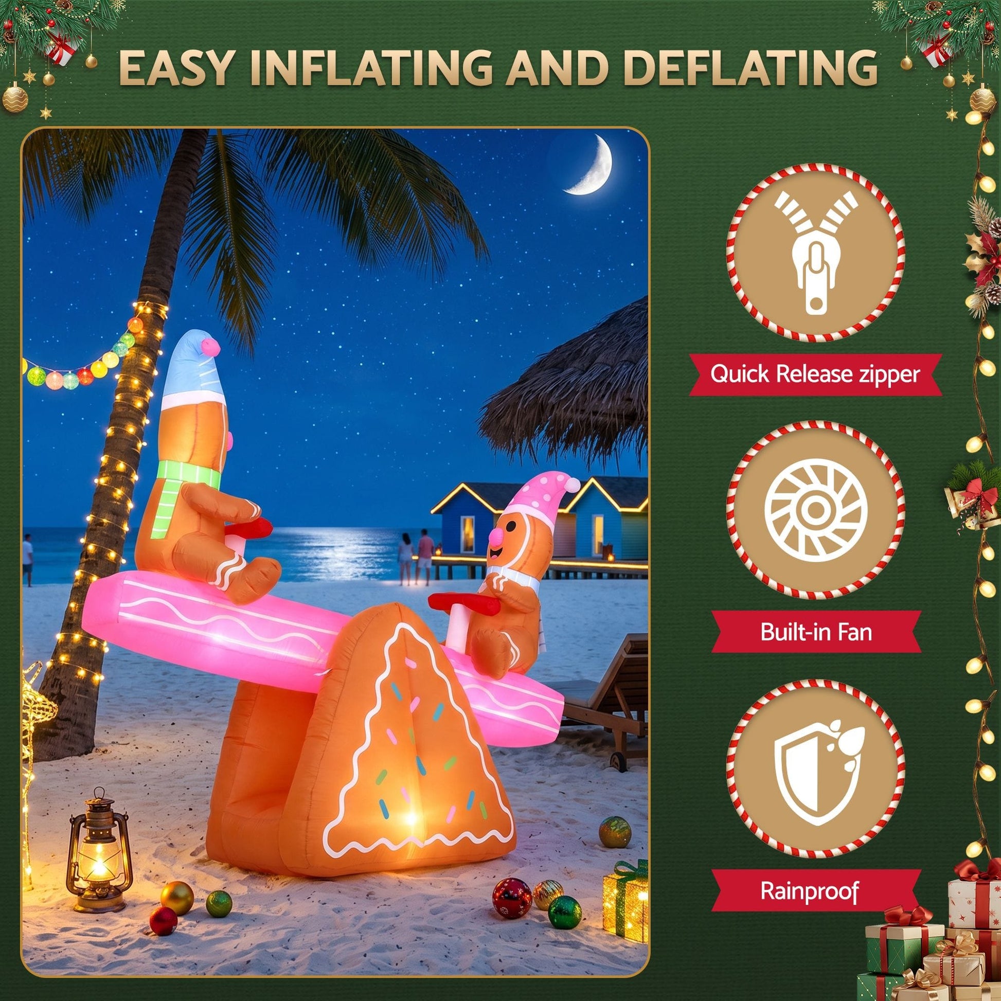 Jingle Jollys Occasions > Christmas > Outdoor Decorations & Lights Jingle Jollys Christmas Inflatable Seesaw 1.8M Height LED Outdoor Decorations Illuminated