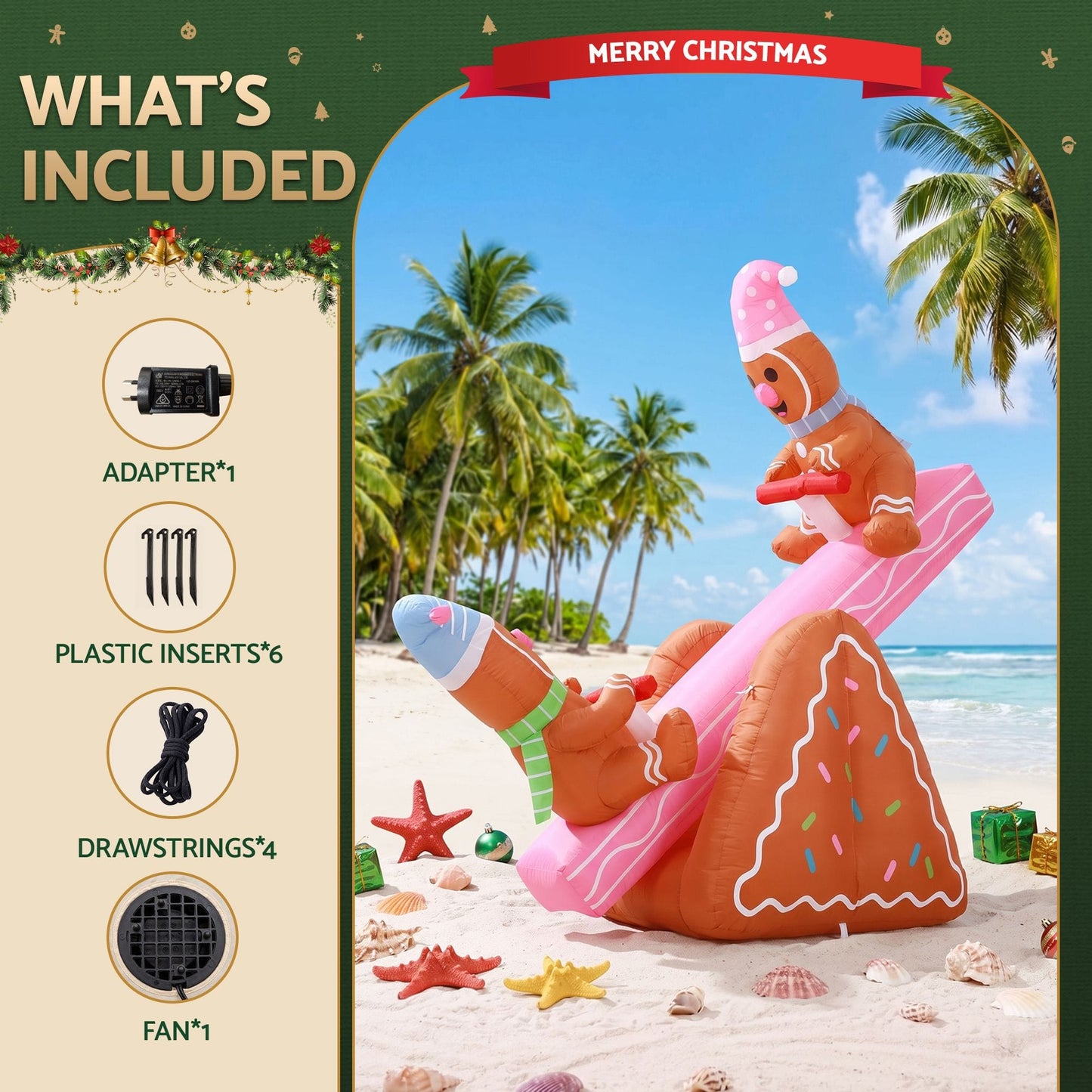 Jingle Jollys Occasions > Christmas > Outdoor Decorations & Lights Jingle Jollys Christmas Inflatable Seesaw 1.8M Height LED Outdoor Decorations Illuminated