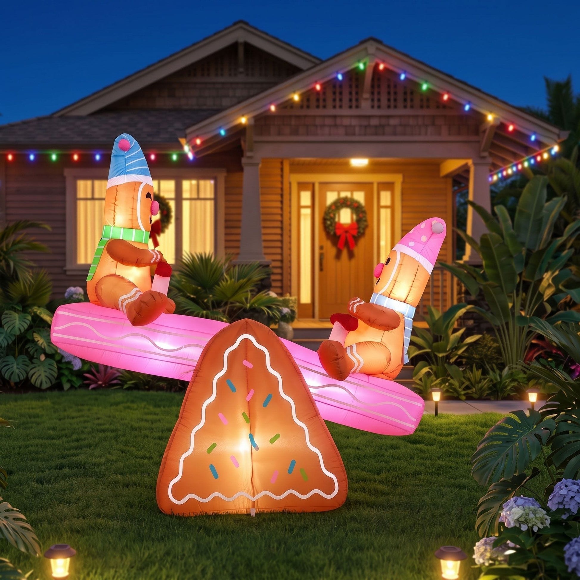 Jingle Jollys Occasions > Christmas > Outdoor Decorations & Lights Jingle Jollys Christmas Inflatable Seesaw 1.8M Height LED Outdoor Decorations Illuminated