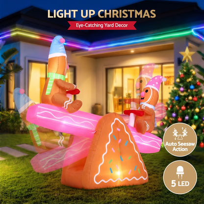 Jingle Jollys Occasions > Christmas > Outdoor Decorations & Lights Jingle Jollys Christmas Inflatable Seesaw 1.8M Height LED Outdoor Decorations Illuminated