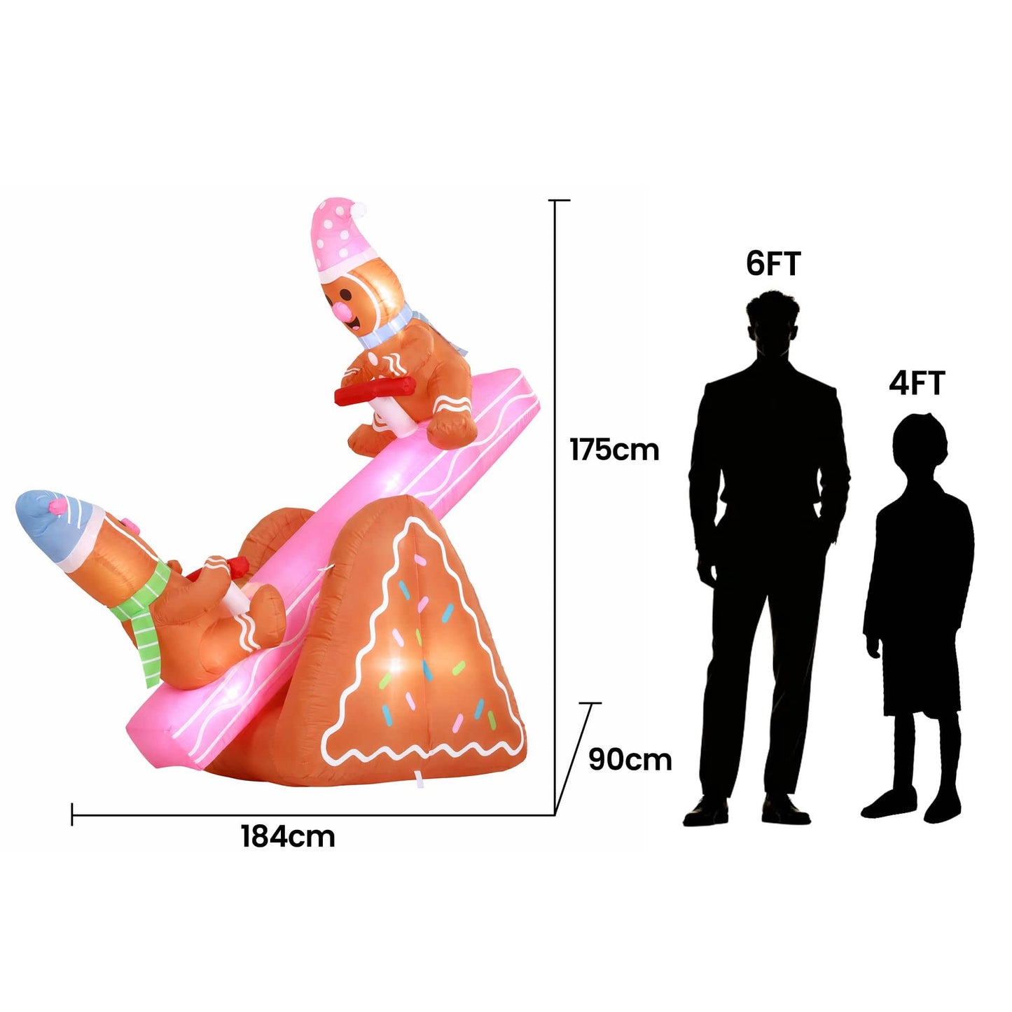 Jingle Jollys Occasions > Christmas > Outdoor Decorations & Lights Jingle Jollys Christmas Inflatable Seesaw 1.8M Height LED Outdoor Decorations Illuminated
