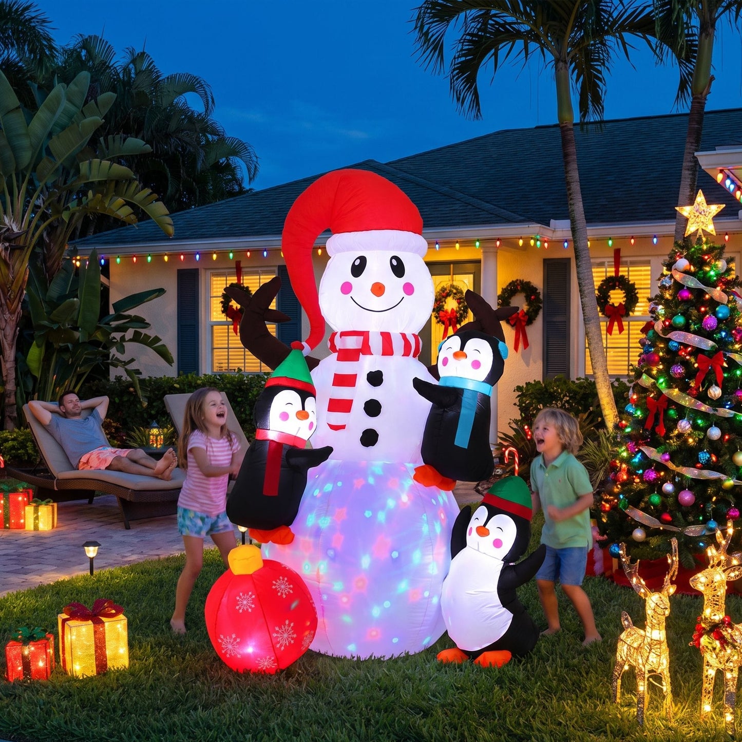 Jingle Jollys Occasions > Christmas > Outdoor Decorations & Lights Jingle Jollys Christmas Inflatable Snowman 1.8M Height LED Outdoor Decorations Illuminated