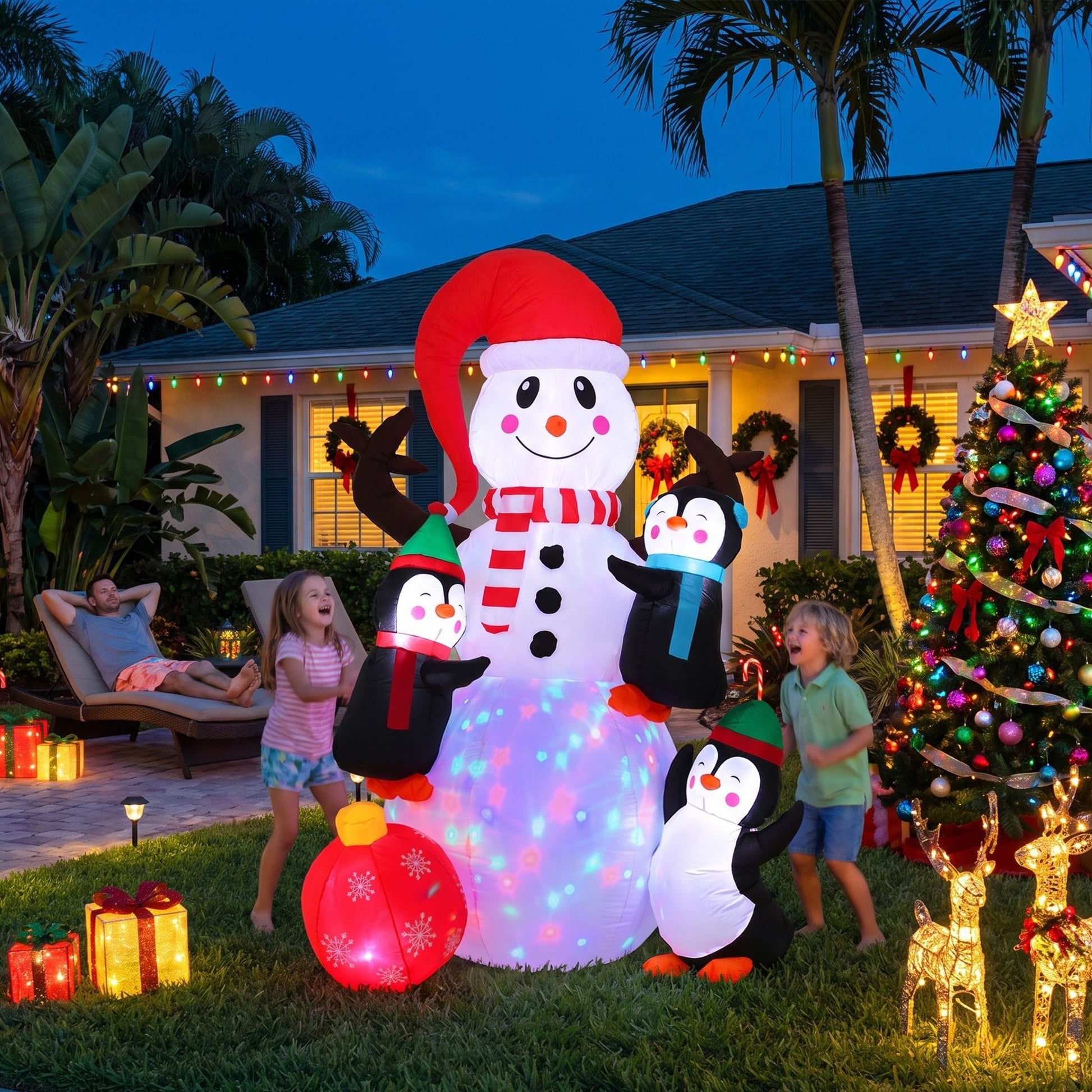 Jingle Jollys Occasions > Christmas > Outdoor Decorations & Lights Jingle Jollys Christmas Inflatable Snowman 1.8M Height LED Outdoor Decorations Illuminated