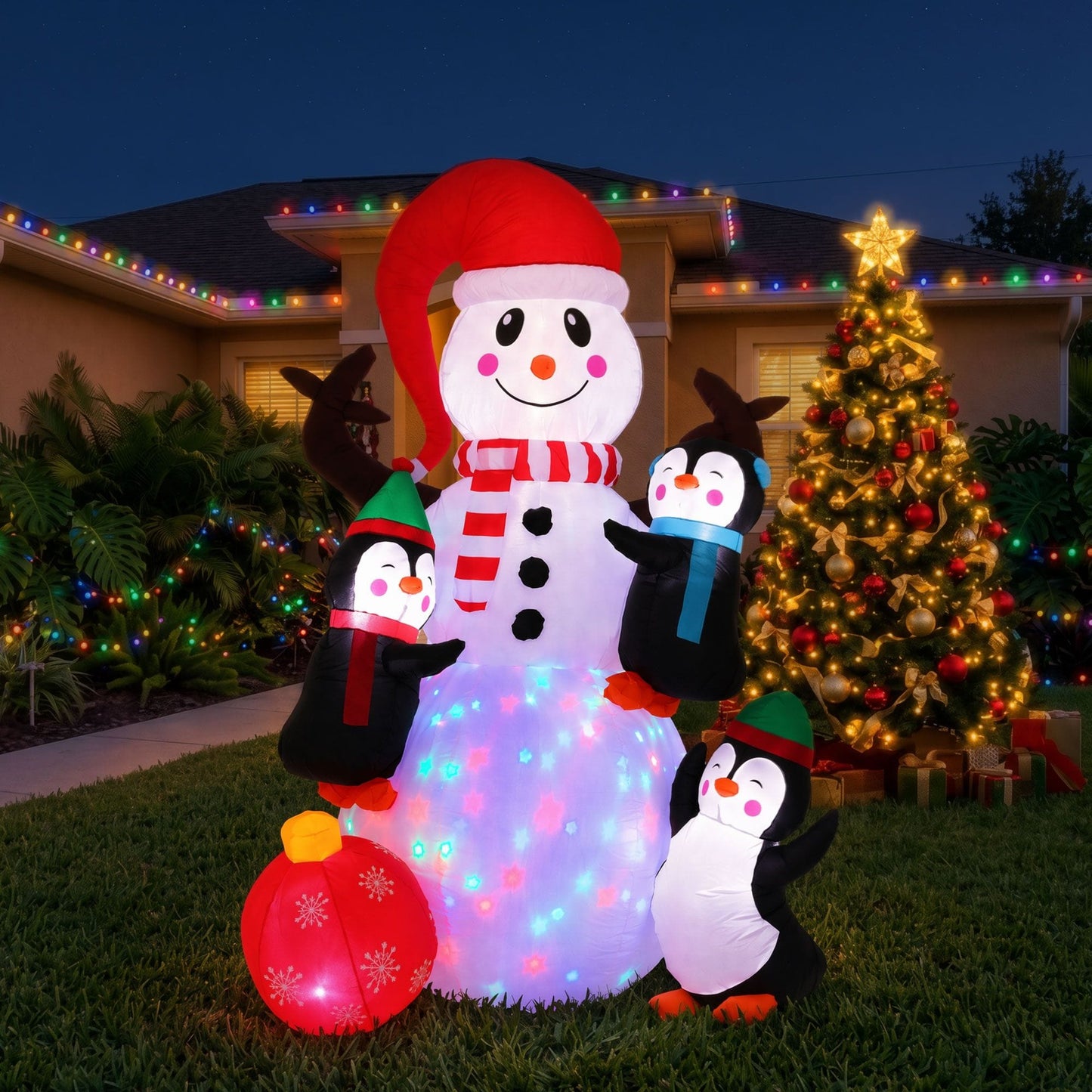 Jingle Jollys Occasions > Christmas > Outdoor Decorations & Lights Jingle Jollys Christmas Inflatable Snowman 1.8M Height LED Outdoor Decorations Illuminated