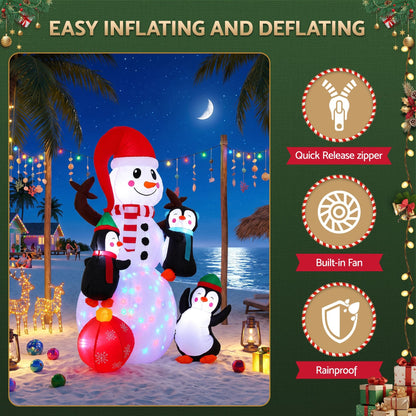 Jingle Jollys Occasions > Christmas > Outdoor Decorations & Lights Jingle Jollys Christmas Inflatable Snowman 1.8M Height LED Outdoor Decorations Illuminated